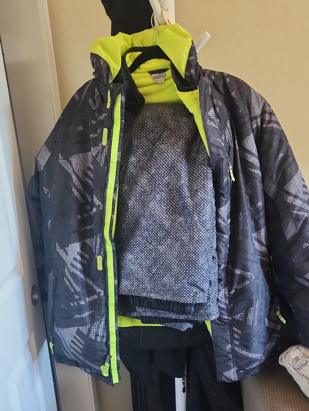 Champion Black Jacket with Neon Yellow Accents